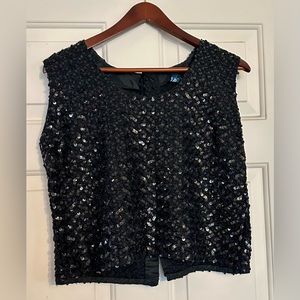 Women’s‎ Bellino Top Black Sequin Sleeveless Tank Back Slit EU 38 US 4-6